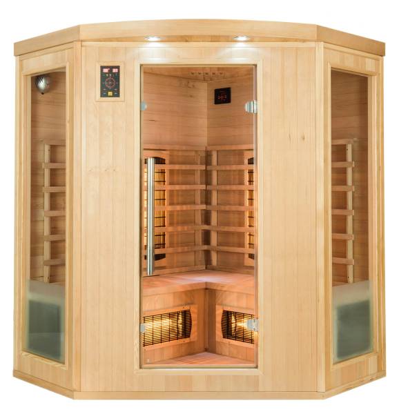 Sauna infrarouge pour 3/4 personnes design avec deux angles vitrés avec émetteurs QUARTZ à Lauris 84