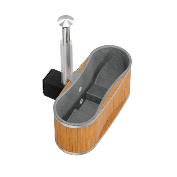 Bain nordique luxueux de forme ovale avec une coque intérieure facile à entretenir avec deux places assises dont une en transat à Gap dans les Hautes Alpes 05