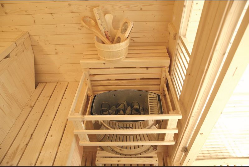 Sauna avec espace sécurisé pour le poêle (non inclus) avec le kit sauna pour sauna extérieur à Gap dans les Hautes Alpes 05