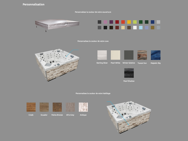 Spa entièrement personnalisable (couverture, cuve et habillage) Spa Acrylique Almandine Prestige 5 places premium avec design épuré et ozonateur intégré de la marque Holl's à Manosque dans les Alpes de Haute-Provence