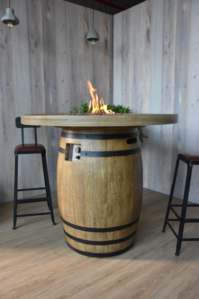 Vente de brasero décoratif à gaz à Pertuis 84 tonneau de vin avec pierres de lave 