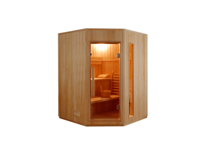 Sauna traditionnel finlandais pour 3/4 personnes design angulaire avec poêle et pierres inclus à Ansouis