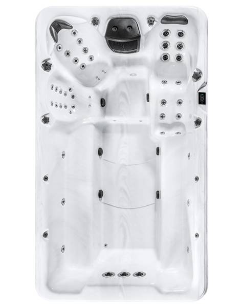 Vue du haut du spa rigide de nage EASY POOL avec emplacements des buses à Briançon 